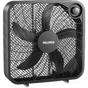 PELONIS 20 Inch Box Fan for Bedroom 3 Speeds, 25ft/s, Floor Fan, Window Fan, Table Fan, Desktop Fan with Superior Air Throw (2295 CFM), Lightweight, 5 Blades, suitable for Office, Living Room, Garage