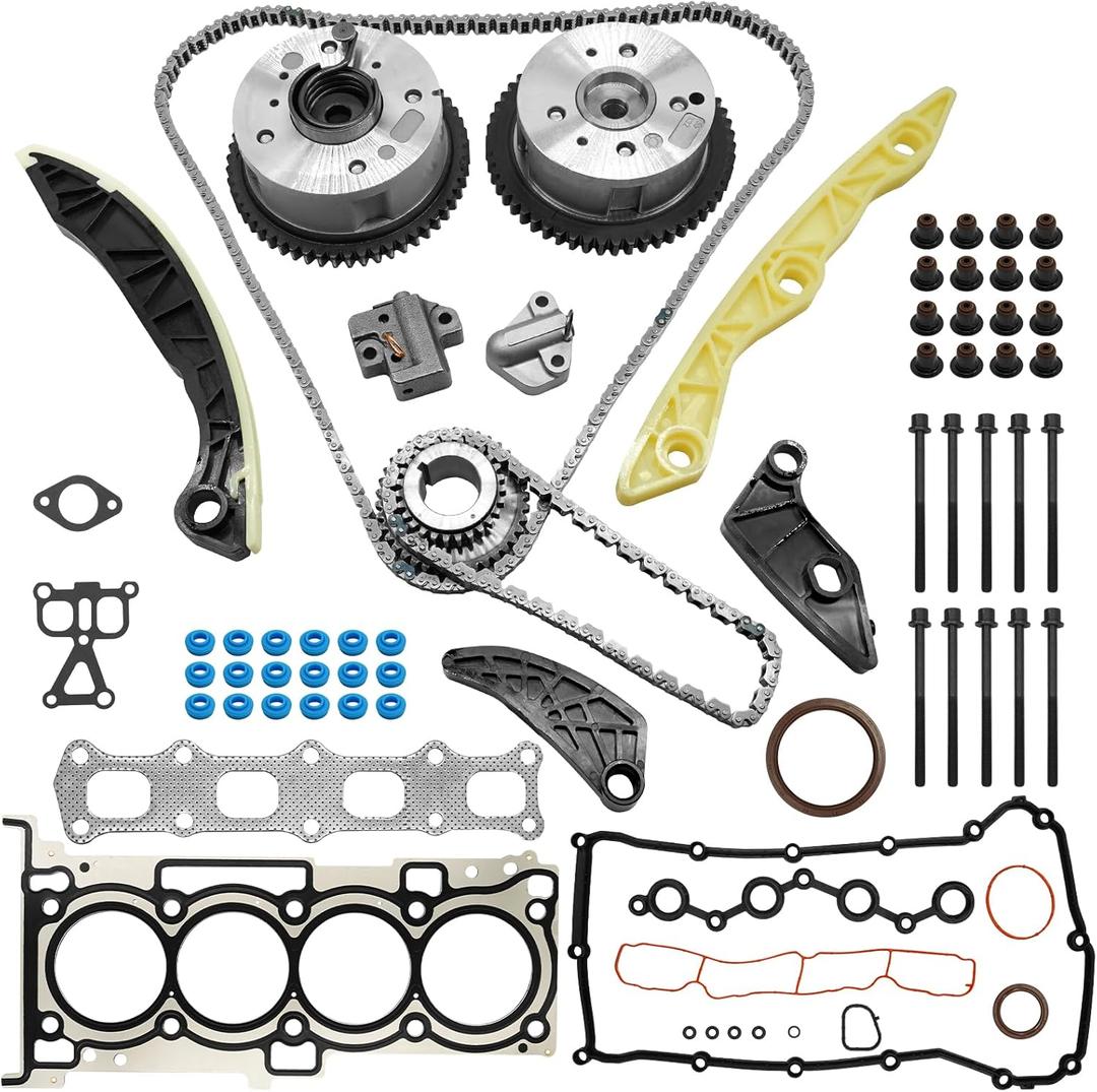 2.4L Timing Chain Kit with VVT Gear Sprocket & HGS167 Head Gasket Kit with Bolts for Dodge Journey Avenger Journey 2008-2018, for Chrysler 200 Sebring 2.4L L4 Replace 4884868AB 5047021AA