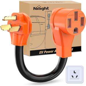 Nilight EV Adapter Cord 30 Amp to 50 Amp 3 Prong Pure Copper Old Dryer Outlet to EV Plug Conversion Heavy Duty 10 Gauge Wire Nema 10-30P to 14-50R 30M/50F for Level 2 EV Using
