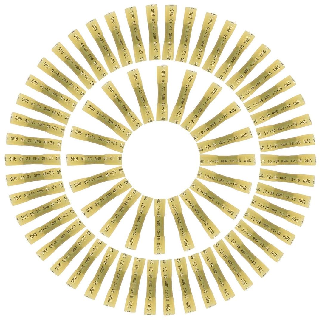 100Pcs Heat Shrink Butt Connectors,Waterproof Insulated Electrical Crimp Wire Connectors Butt Splice Terminal,for Automotive Marine Boat Truck Trailer Stereo (100Pcs AWG12-10)