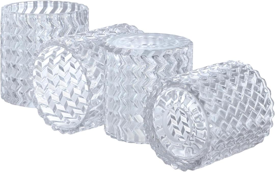 Aspen Creative 23646-60-4,Clear Glass Shade w/Diamond Pattern For Lighting fixture/Vanity Light/Wall Light/Pendent.Size:4-1/2"D x 4-3/4"H.Center Hole:1-5/8". Set of 4