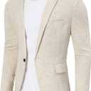 TURETRENDY Men's Casual Sport Coat Lightweight Linen Blazer One Button Business Suit Jackets Stylish Daily Suits (XXL)