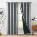 jinchan 95% Blackout Boho Curtains 84 Inches Long for Bedroom White on Grey Geometric Printed Grommet Top Room Darkening Thermal Insulated Window Drapes 2 Panels