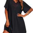 Supnier Womens Bathing Suit Cover Ups Lace Crochet V Neck Summer Beach Swimsuit Coverup Dress (Large)