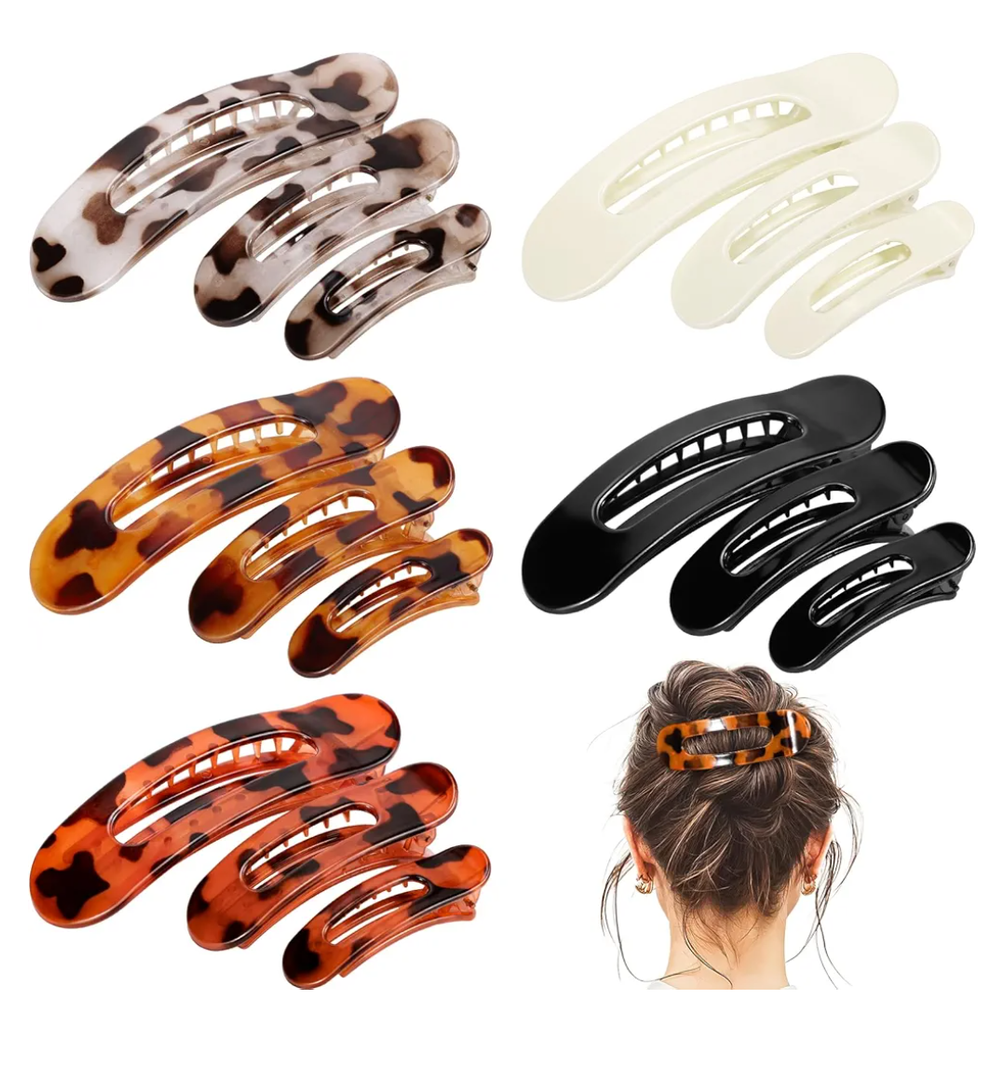 15 PCS Flat Hair Clips for Women & Girls, 5 Colors French Flat Claw Clips 3 Sizes Accessories Barrettes for Thin Thick Fine Hair