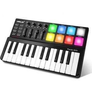 MIDI Keyboard Controller 25 Keys, Worlde Panda MINI USB Midi Keyboard with Drum Pads, Beat Maker Machine Pad, Black