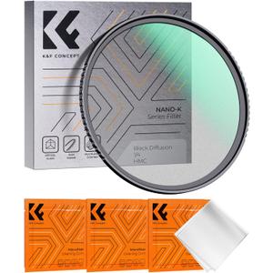 K&F Concept 49mm Black Diffusion 1/4 Filter Mist Cinematic Effect Filter with 18 Multi-Layer Coatings for Video/Vlog/Portrait Photography (K-Series)