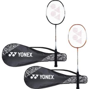 YONEX ZR 100 Light Aluminium Badminton Racquet with Full Cover (Black & Black, Made in India) Set of 2