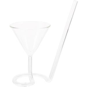 DOITOOL Spiral Cocktail Glass with Built-in Rotating Straw Creative Glass for Parties Bbq Outdoor and Home Entertaining 3.14x2.95x7.55 Inch