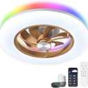CHANFOK Ceiling Fan With Light- 22 in Smart Low Profile Ceiling Fans with Alexa/Google Assistant/App Control 6 Speed Color Changing Ceiling Fan LED-RGB Back Ambient Light 2099A