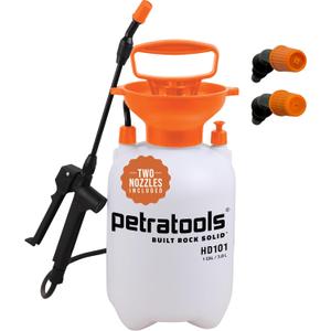 Petratools 1 Gallon Pump Sprayer  HD101 Garden Sprayer for Weeds, Lawn Care & Pesticides  52 Long Hose, 2 Nozzles & Easy Carry Handle  Durable & Lightweight