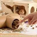 AceOrbit Hamster Tunnel Tubes and Wooden House Set, Composable DIY Hamster Tunnels and Hideout, Small Animal Tube for Mouse Gerbils Mice or Other Small Animals Habitat