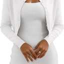 Women's Cropped Cardigan Sweaters Crew Neck Button Down Open Front Knit Bolero Shrugs (White, S)