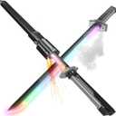 EVADA Neon LED Spark Sword with Sound and Fog, Type-C Recharge, 31.5" Glowing Ninja Blade Weapon for Kids and Adults, Toys for Cosplay, Rave and HalloweenGrey