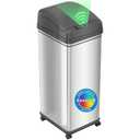 iTouchless Rolling 13 Gallon Sensor Kitchen Trash Can with Lid and Wheels, Odor Filter, Stainless Steel, Automatic Kitchen Trashcan Garbage Bin for Home Office Bedroom Living Room Garage Wastebasket
