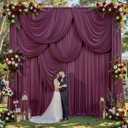50ft x 14ft Burgundy Backdrop Curtains, 10 Panels Extra Long Wrinkle Free Soft Fabric Drapes for Wedding Party Decor, Photo Backdrop for Baby Shower Birthday Stage Reception Lobby Decoration