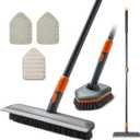 Floor Scrub Brush Tile Tub Scrubber Brush with 4 Different Cleaning Heads, Shower Brush with 56 Extendable Long Handle, Scrubbers for Cleaning Kitchen, Bathroom, Tub, Tile, Wall