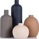Ceramic Vase Set of 4, Modern Vases Home Decor, Neutral Decorative Vase for Bouquet Pampas Grass Dried Fresh Flowers, Small Vase for Living Room, Kitchen, Bedroom, Bathroom, Entryway Mantel, Decor