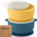 KeaBabies 2-Pack Baby Bowls with Suctions, Lids - Silicone Toddler Suction Bowls for Baby Boy, Girl, Kids, Food Grade Silicone, BPA-Free, Dishwasher Safe, Toddler Eating Essentials (Valiant)