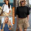 3 x Huukeay 3 Pack Women's Half Sleeve T-Shirts, Crew Neck Elbow Length Tops Loose Casual Basic Tees Summer Tunic Tops (S)