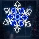36 Inch Christmas Snowflake Lights Outdoor Decor, Waterproof Blue & White LED Large Light Up Christmas Snowflake Hanging Decorations for Yard Porch Window Holiday Party Winter