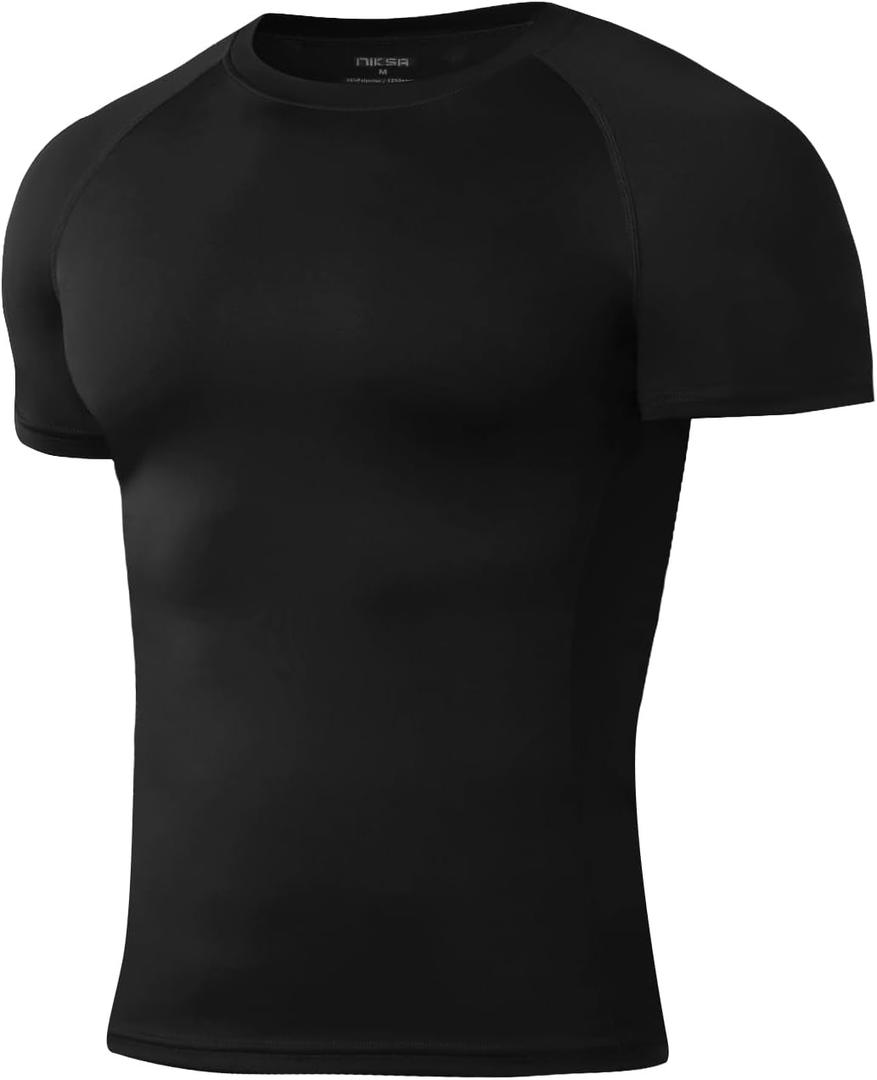Niksa Men's Compression Shirts, Compression Shirts for Men Short Sleeve Athletic, Quick Dry Workout T Shirts Base Undershirt (Medium)