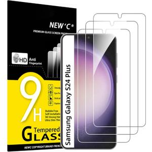 NEW'C 3 Pack Designed for Samsung Galaxy S24 Plus / S24+ 5G Screen Protector Tempered Glass,Case Friendly Ultra Resistant (Transparent)