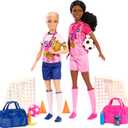 Barbie Careers Playset, Soccer Player Set with 2 Fashion Dolls & 15 Accessories Including Barbie 'Brooklyn, Blonde Petite Player, 2 Nets & More