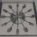 Kitchen Cutlery 3D Removable Modern Creative Wall Clock for Home Room Decor and Nice Gifts (Silver)