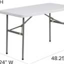 Flash Furniture Elon 4' Rectangular All-Occasion Plastic Folding Event Table, Folding Banquet Table for Indoor/Outdoor Events, White