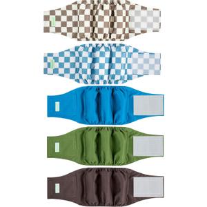wegreeco Small Dog Diapers Male,Reusable Belly Bands for Male Dogs,Washable Doggie Puppy Male Diapers Wraps,Medium Large Size (5 Pack Medium, Blue Coffee Checkerboard)