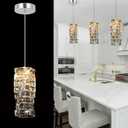 3-Pack Chrome Crystal Pendant Light for Kitchen Island Mini Led Chandeliers | Dimmable LED Chandelier With 3Colr Temperature Adjustable Pendant Light Fixture for Kitchen Island Hallyway Over Table/Sink