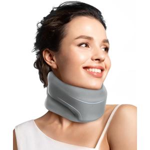 Neck Brace Cervical Collar - Neck Support Brace for Sleeping, Soft Foam Wraps Keep Vertebrae Stable and Aligned for Relief of Cervical Spine Pressure for Women & Men, (10.6-12.6 Inch) Grey