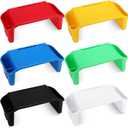 Leinuosen 6 Pcs Kids Lap Desk Tray with Storage Plastic Breakfast Laptop Trays with Side Pockets and Slot Portable Lap Bed Table for Writing Eating Game Classroom Snacks Boy Girl (Multi Colors)