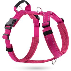 No Pull Dog Harness with Handle, Soft Mesh Padded Adjustable for Small Medium Large Dogs | Reflective Easy Walk Harness with Front Clip for Training, Running & Outdoor (Hot Pink, M)