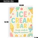 Ice Cream Bar Sign Ice Cream Birthday Party Decorations for Dessert Table & Bar Supplies, PVC Tabletop Party Sign 10.5 x 13.75 Inch