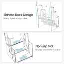 MaxGear Acrylic Brochure Holder, 4 Inch Wide 3 Tier Literature Display Stand, Clear Premium Acrylic Pamphlet Holder, Multi Pocket Wall Mount or Countertop Organizer, Office or Home Use, 4 Pack