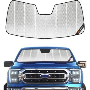 Pigenius Windshield Sun Shade for Ford F150 2015-2020. Reflective Aluminum Film Front Window Sunshade - BLAZBLOCK