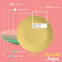 Homienly Wheat Straw Plates Set of 6-9 inch Reusable Unbreakable Microwave Safe Plates for Dessert, Camping, RV, Outdoors, Patio, Kitchen Essentials (Macaron Series) (8.8 IN KIDS SIZE)