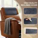 Recliner Headrest Protector,Non Slip Waterproof Headrest Cover,Leather Recliner Headrest Cover for Sofa,Furniture,Living Room,Office Chair (Dark Blue)