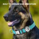 Reflective Dog Collar with AirTag Holder for Large Dogs Soft Nylon Blue Sized L