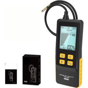 PLAYOCCAR Engine Oil Tester Gasoline & Diesel AS503 Motorcycle Engine Oil Quality Tester Kit Transmittance & Temperature Analysis Detector with 800MM High Precision Probes,2.8'' Backlit Display
