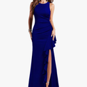 WOOSEA Women's Scoop Neck Sleeveless Split Bodycon Mermaid Evening Cocktail Long Dress Size 2XL