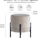 Get Set Style Multifunctional Ottoman with Side Table, Soft Round Footrest Stool, Vanity Stool with Metal Legs, Modern Decorative Furniture Vanity Chair for Makeup Room, Bedroom, Living Room