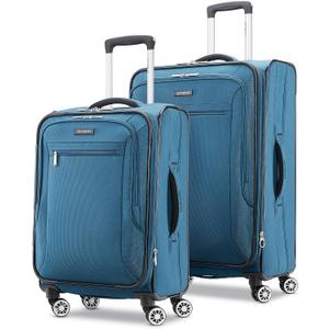 Samsonite Ascella X Softside Expandable Luggage with Spinners, Teal, 2PC SET (Carry-on/Medium)