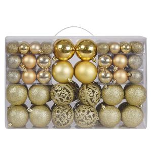 Christmas Balls Tree Ornaments Set, Shatterproof Xmas Decorations Set with Reusable Hand-held Gift Package for Holiday Indoor Tree Decor (100, Gold)