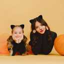 Edoneery Halloween Cat Ears Headband for Women, Furry Leopard Cat Ear Hairband, Costume Hair Accessory for Cosplay Parties (Black)