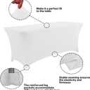 IVAPUPU 2 Pack 4FT Table Cloth for Rectangular Fitted Events Stretch White Table Covers Washable Cover Spandex Spring Tablecloth Protector for Party, Wedding, Cocktail, Banquet, Festival