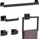 5 Pieces Towel Bar Set Matte Black Bathroom Hardware Accessories Set Include Towel Rack TP Holder Towel Ring Coat Hooks Stainless Steel Wall Mounted Towel Holder Set for Bathroom,23.6 in