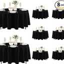 Fitable 8 Pack Round Tablecloths: Stain Resistant Wrinkle Free Circle Table Clothes, Washable Reusable Polyester Table Covers for Wedding Party Birthday Banquet Reception(Black, 10F)